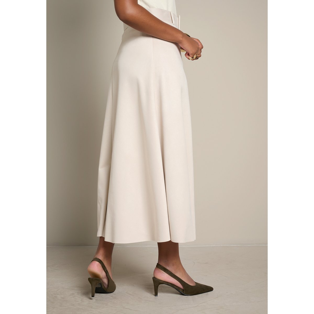 Jupe longue évasée lt beige, LOLALIZA