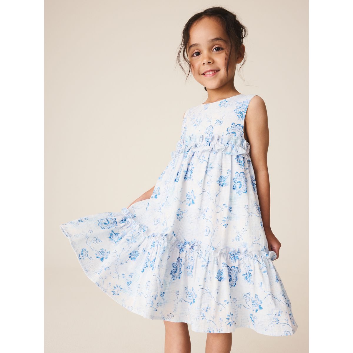 Robe à smocks et superpositions floral bleu et blanc, NEXT