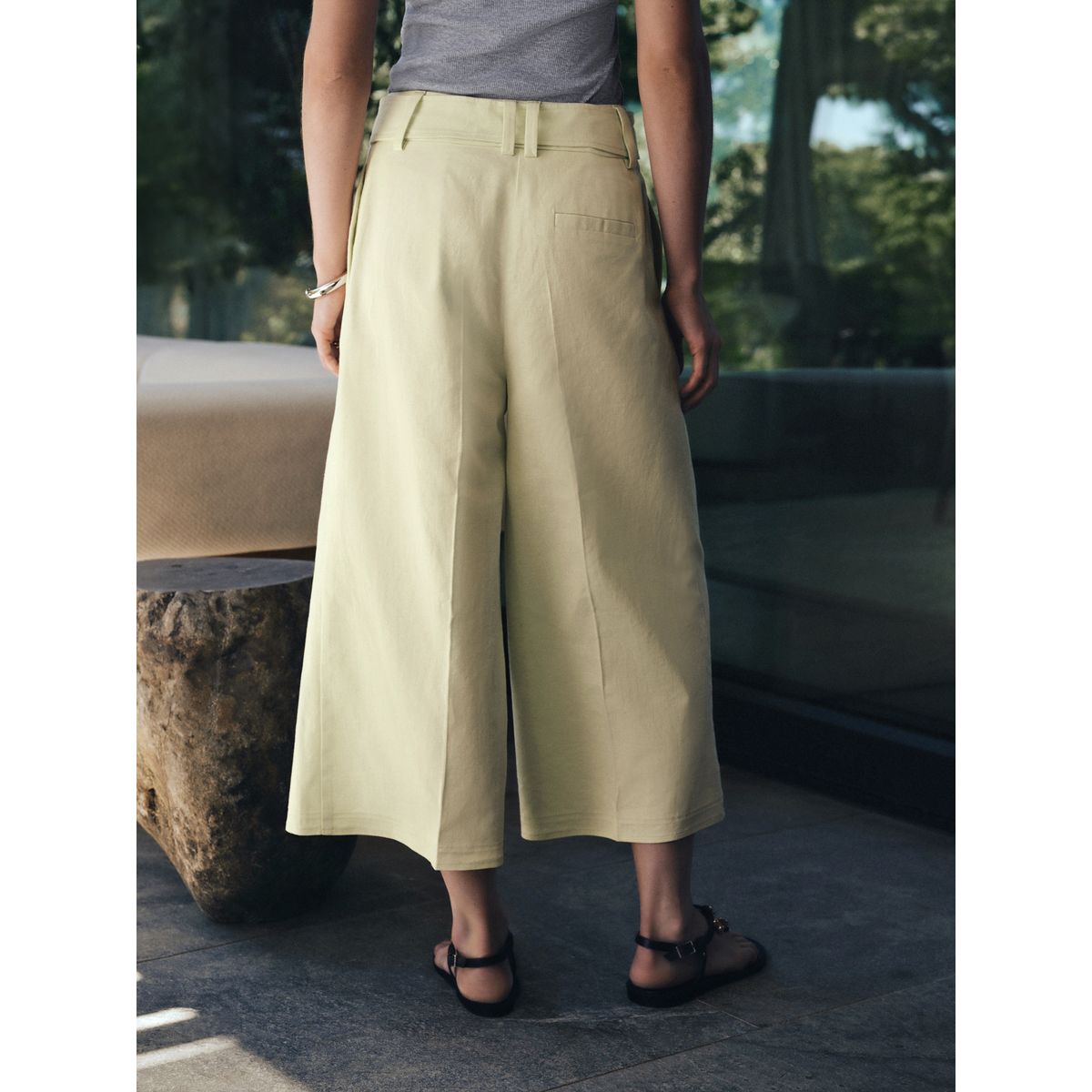 Jupe-culotte en lin mélangé avec ceinture vert citron, NEXT