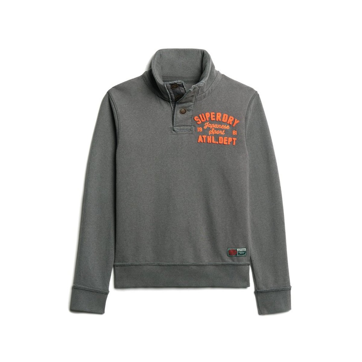 Pull à col boutonné Vintage Athletic anthracite chiné, SUPERDRY