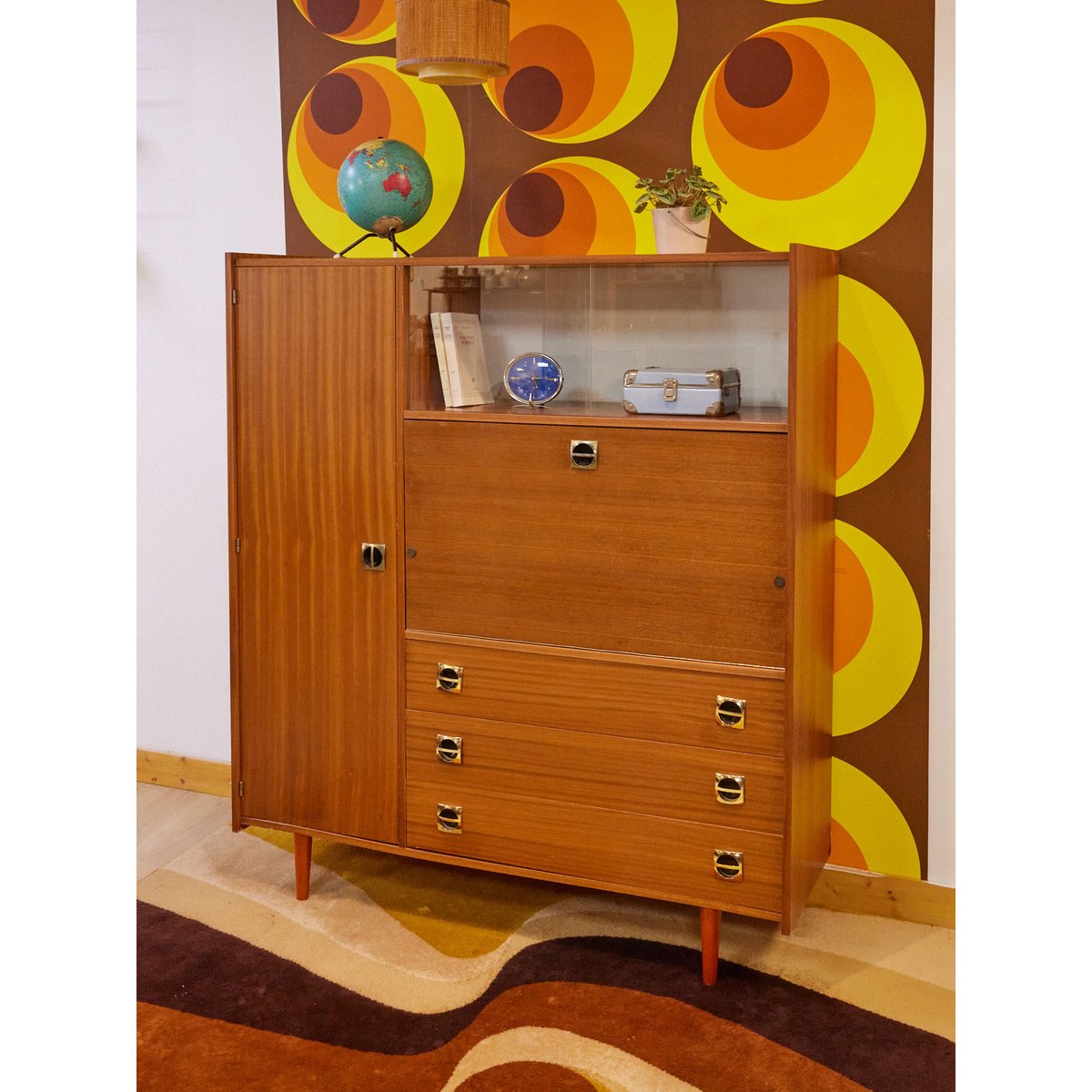 Meuble multifonction vintage + chevet Honoré N°165 - Bon état bois clair, DEBONGOUT