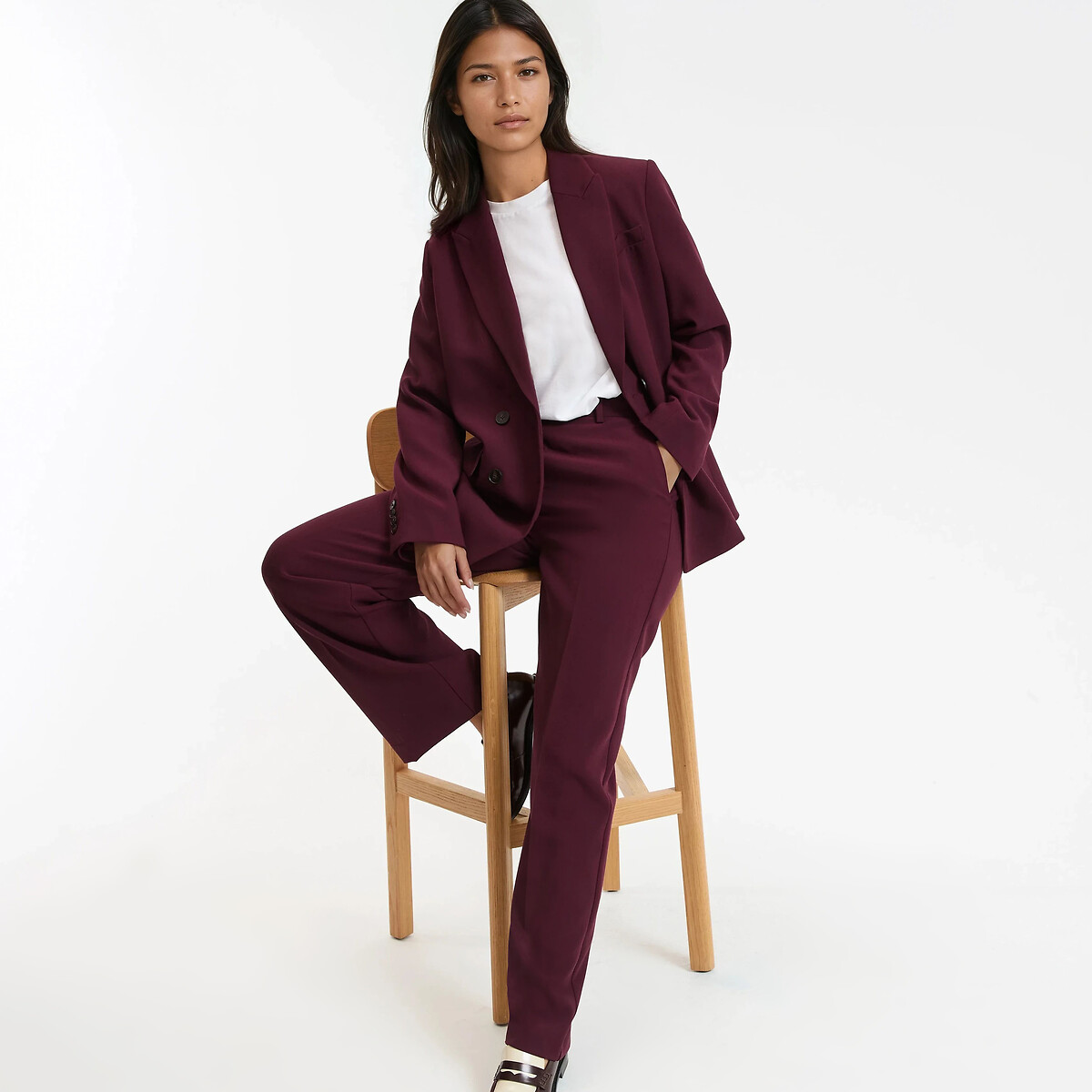 Blazer taglio ampio viola prugna, LA REDOUTE COLLECTIONS