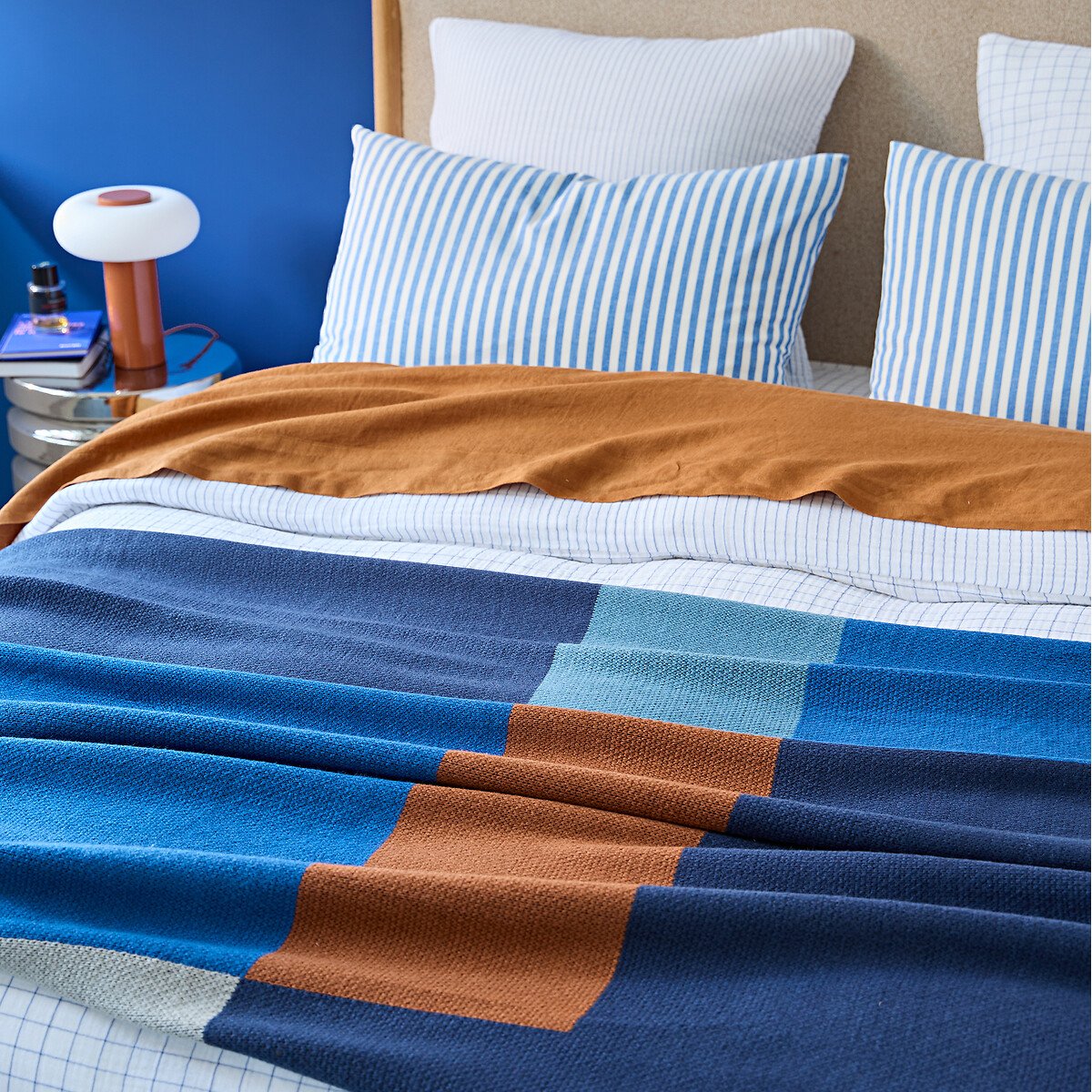 Plaid maille, Anneke multicolore bleu, LA REDOUTE INTERIEURS