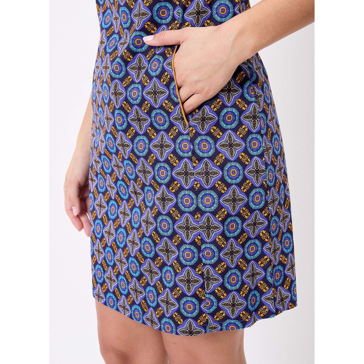 Robe droite coton stretch MARTHA bleu nuit nairobi, PRINCESSE NOMADE