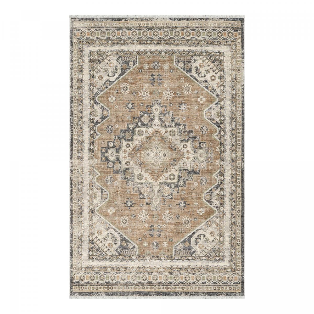 Tapis d'orient, motif oriental authentique, tissé, LYN52 BOUKA beige, crème, gris, UN AMOUR DE TAPIS