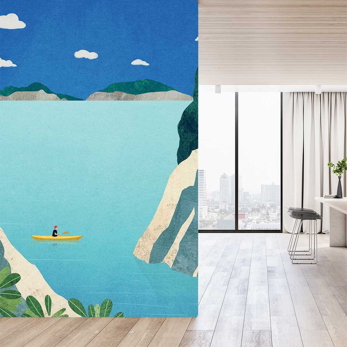 Papier peint canoé en provence intissé, HEXOA