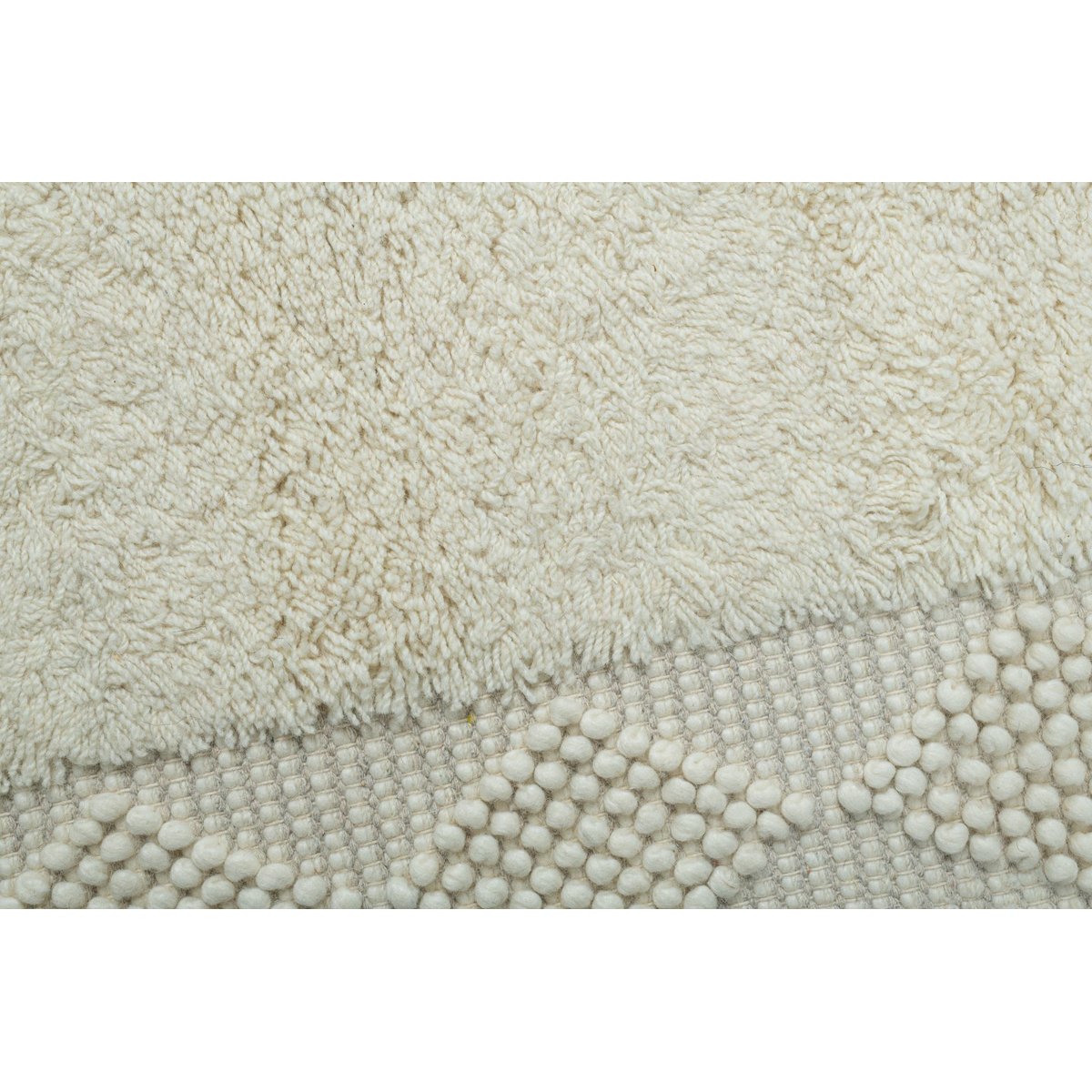 Tapis salon Bergen tissé main laine naturelle naturel, THEKO