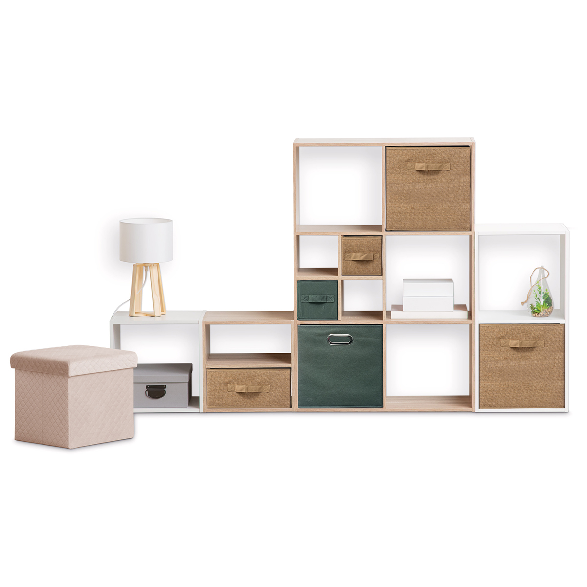 Panier de rangement bas en toile de jute MIX'N MODUL beige, 5FIVE SIMPLY SMART