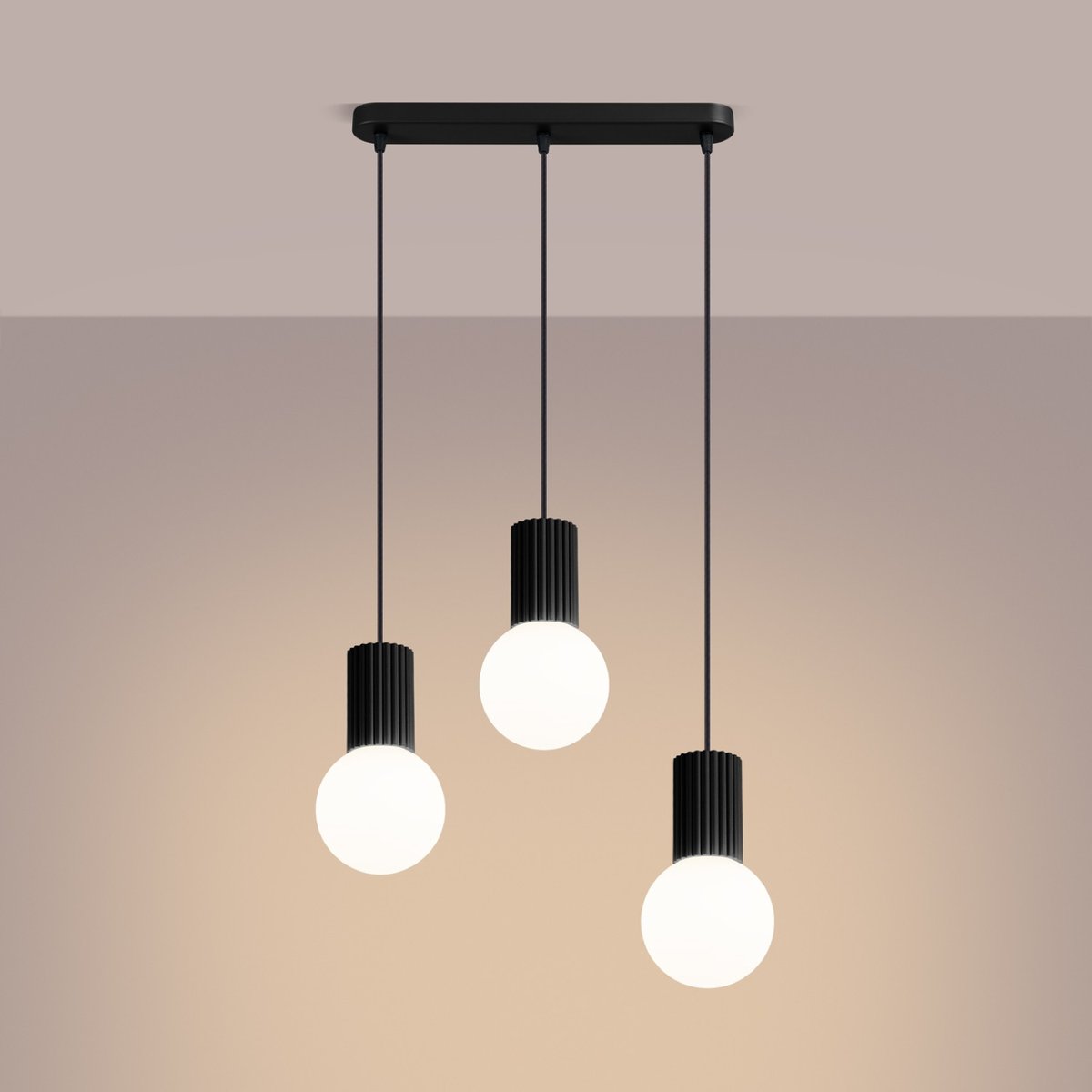 Suspension Aluminium Noir G9 3 Halo noir, EDEN