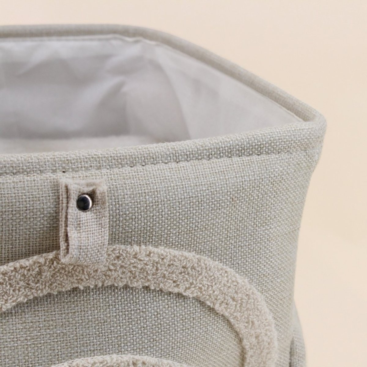 Cube de rangement tissu reliefs 31x31cm beige, ORNAMI