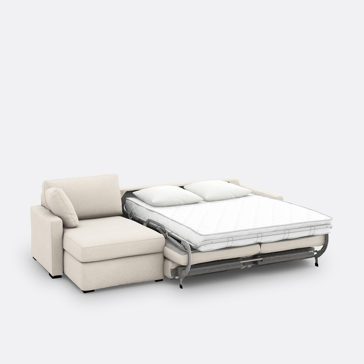 Canapé d'angle, convertible, 4 places, en polyester, mousse, TIMOR ecru, LA REDOUTE INTERIEURS