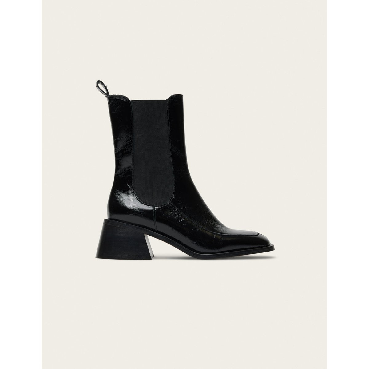 Bottines à talons TOLI cuir plissé noir, ODAJE