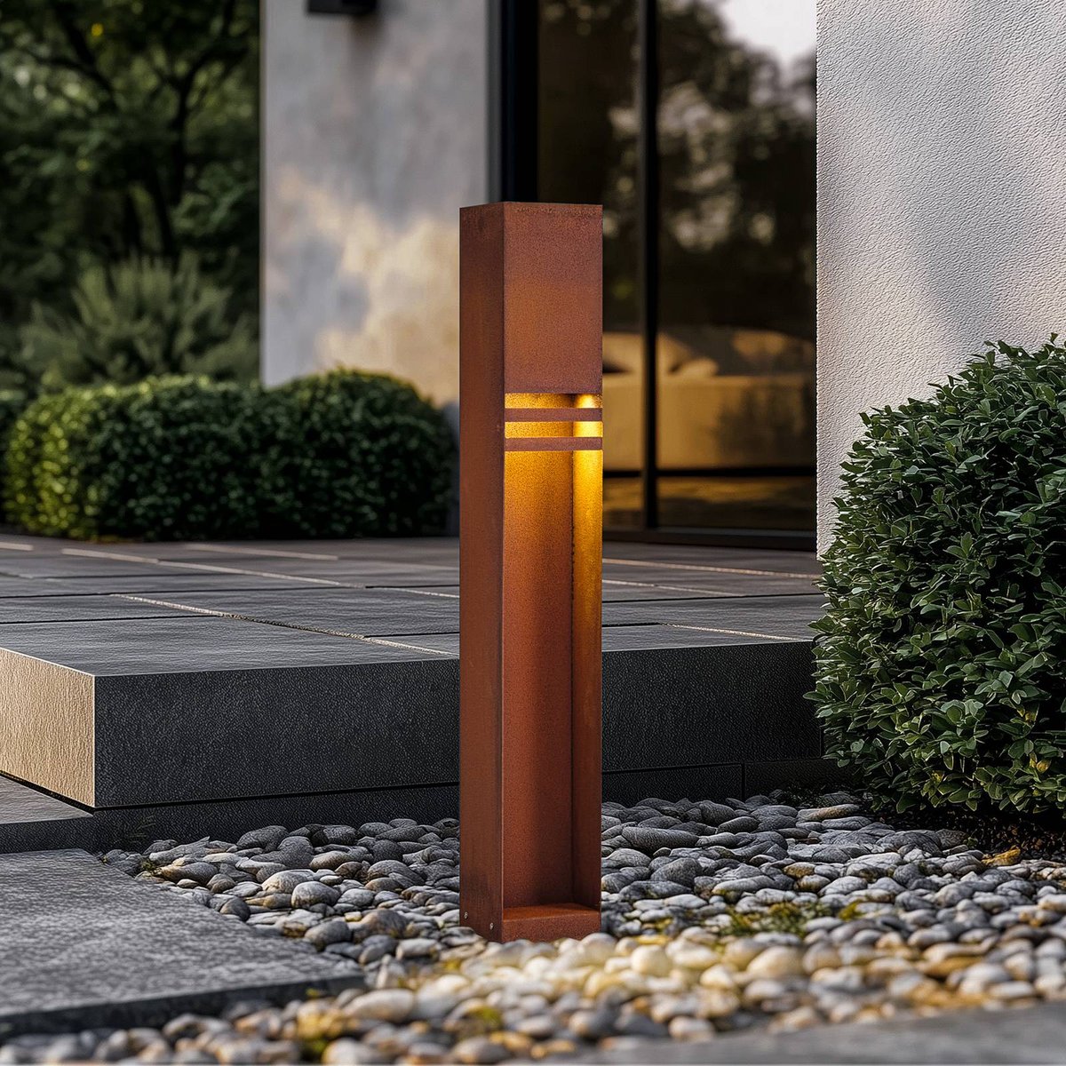 Luminaire extérieur en métal moderneLED couleur rouille, LUCANDE