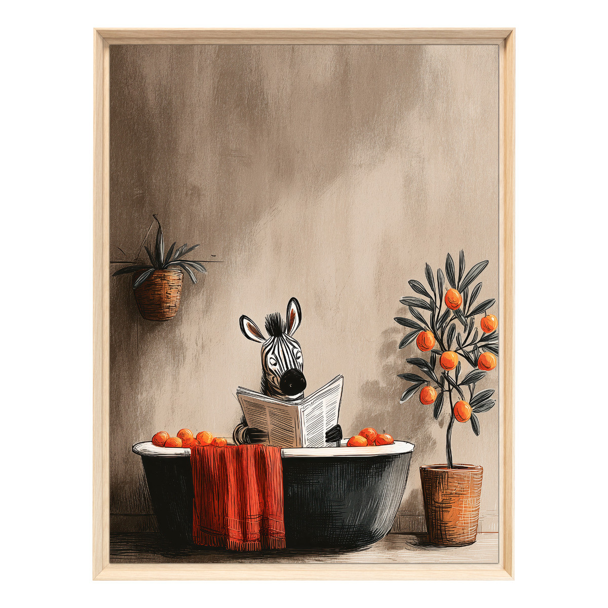 Tableau Mural Encadré Zèbre Chill Au Bain ANIMAUX HUMANISÉS tableaux encadrés, CEANOTHE