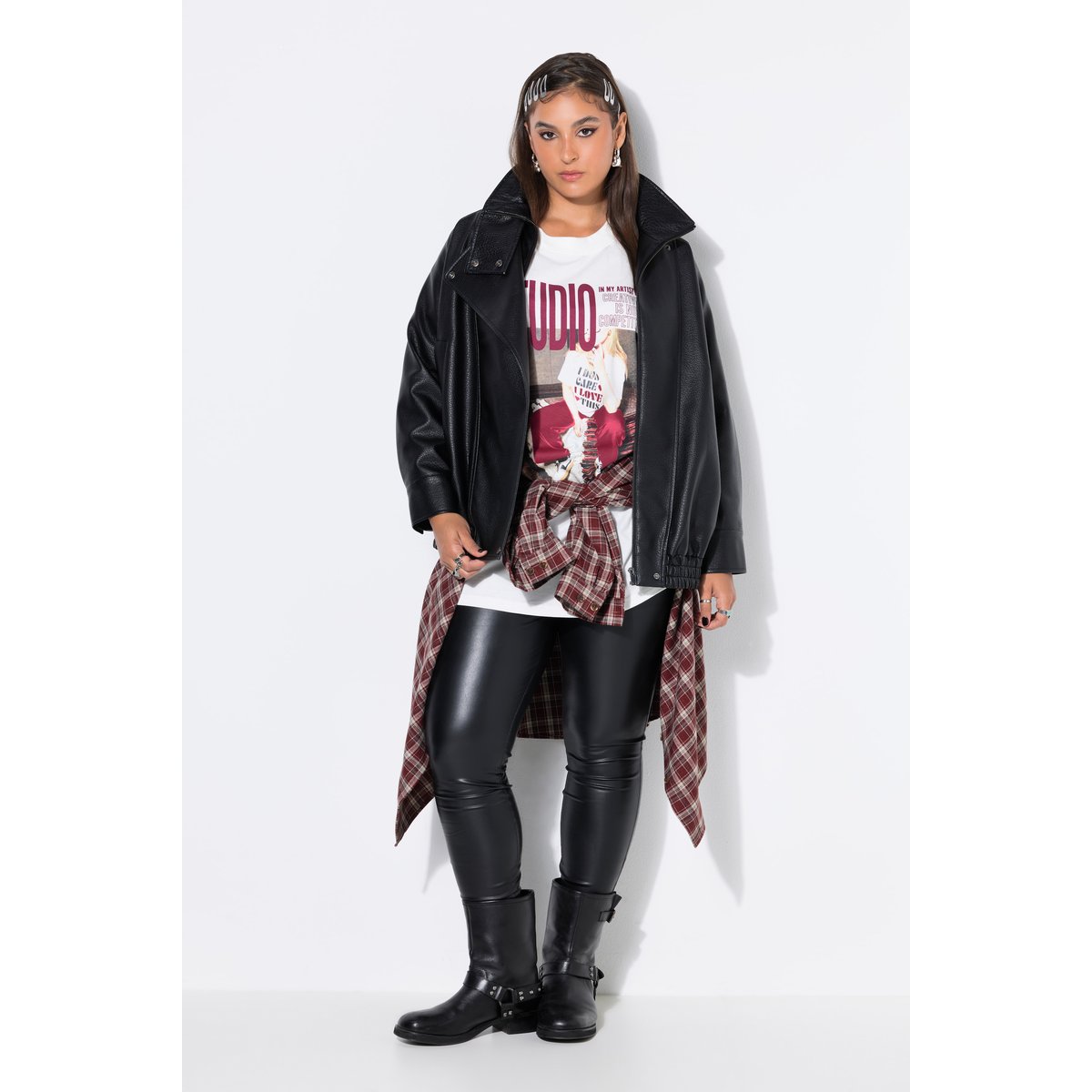 Veste en simili-cuir, coupe blouson noir, STUDIO UNTOLD