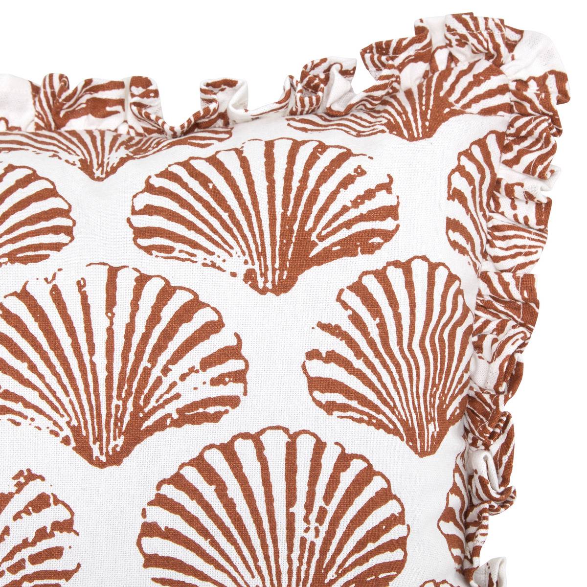 Coussin avec broderies coquillages OCEANIA terracotta, ATMOSPHERA