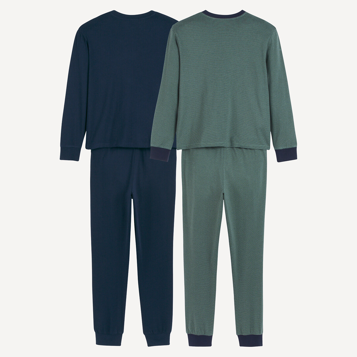 Lot de 2 pyjamas à col tunisien en jersey bleu marine + kaki, LA REDOUTE COLLECTIONS