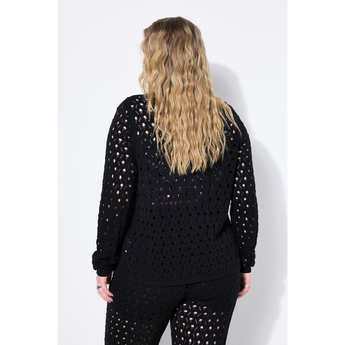Cardigan en maille ajourée noir, STUDIO UNTOLD