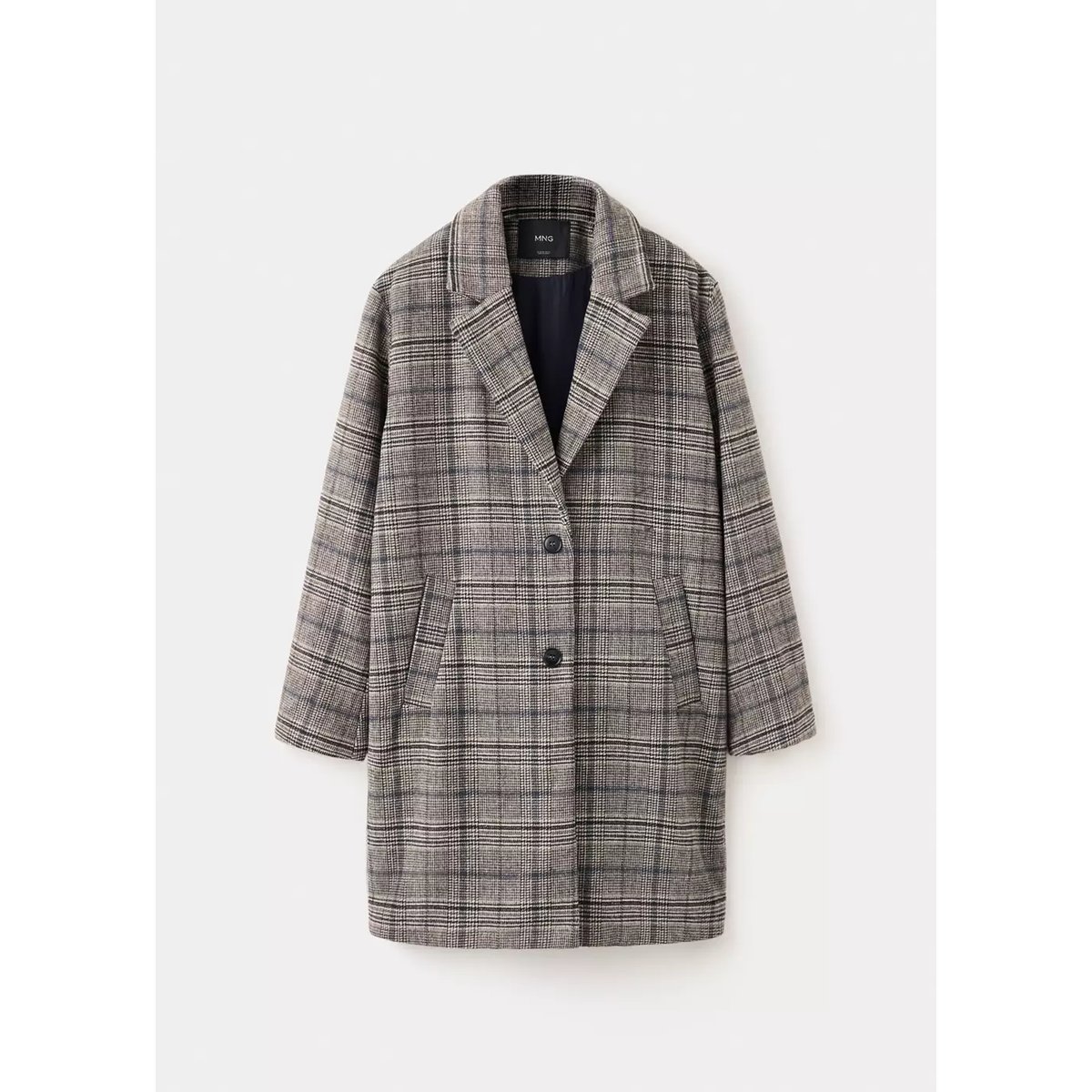 Manteau en drap de laine à carreaux gris, MANGO TEEN