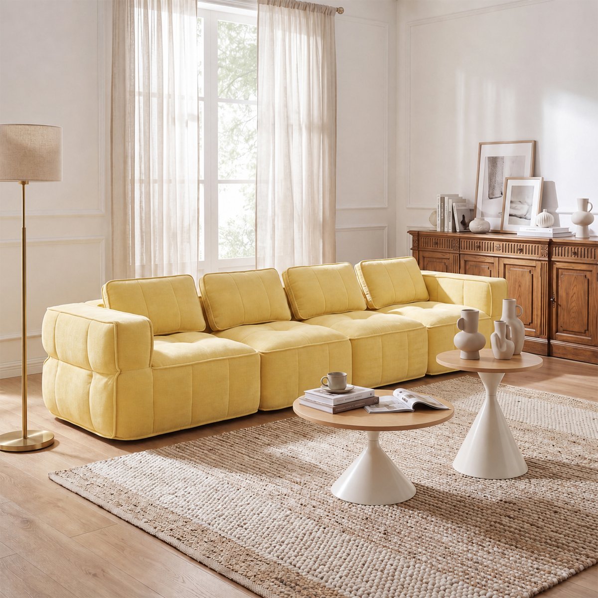 Lot de 2 tables basses gigognes Imitation bois style design, CLIFTCT chêne, MEUBLES COSY