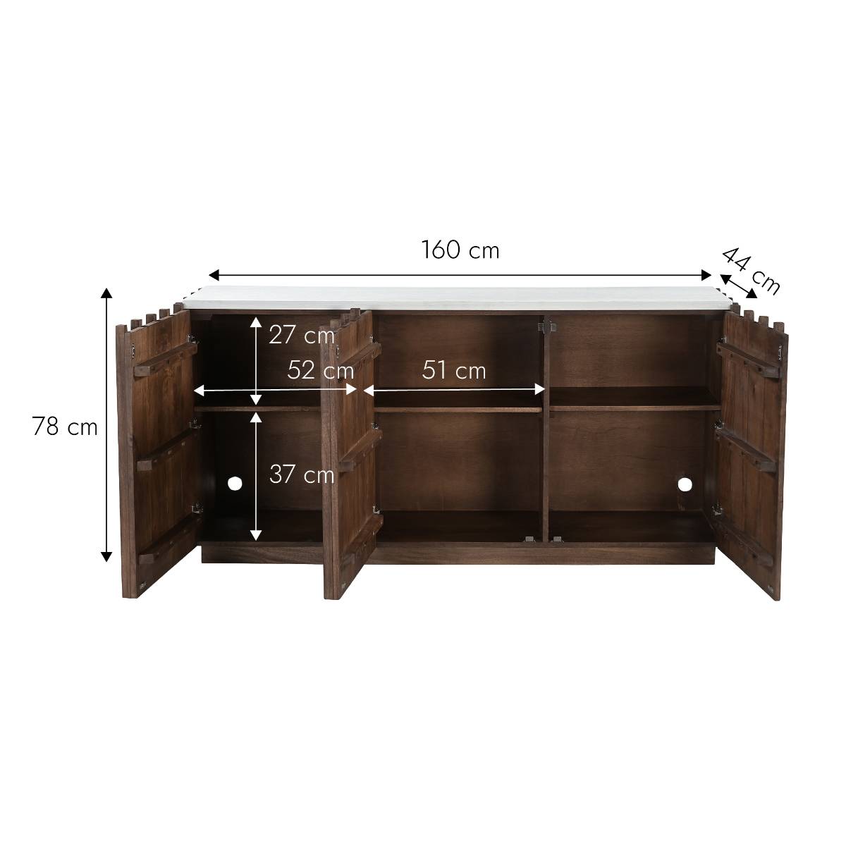 Buffet en bois de manguier LILITH bois foncé, MADE IN MEUBLES