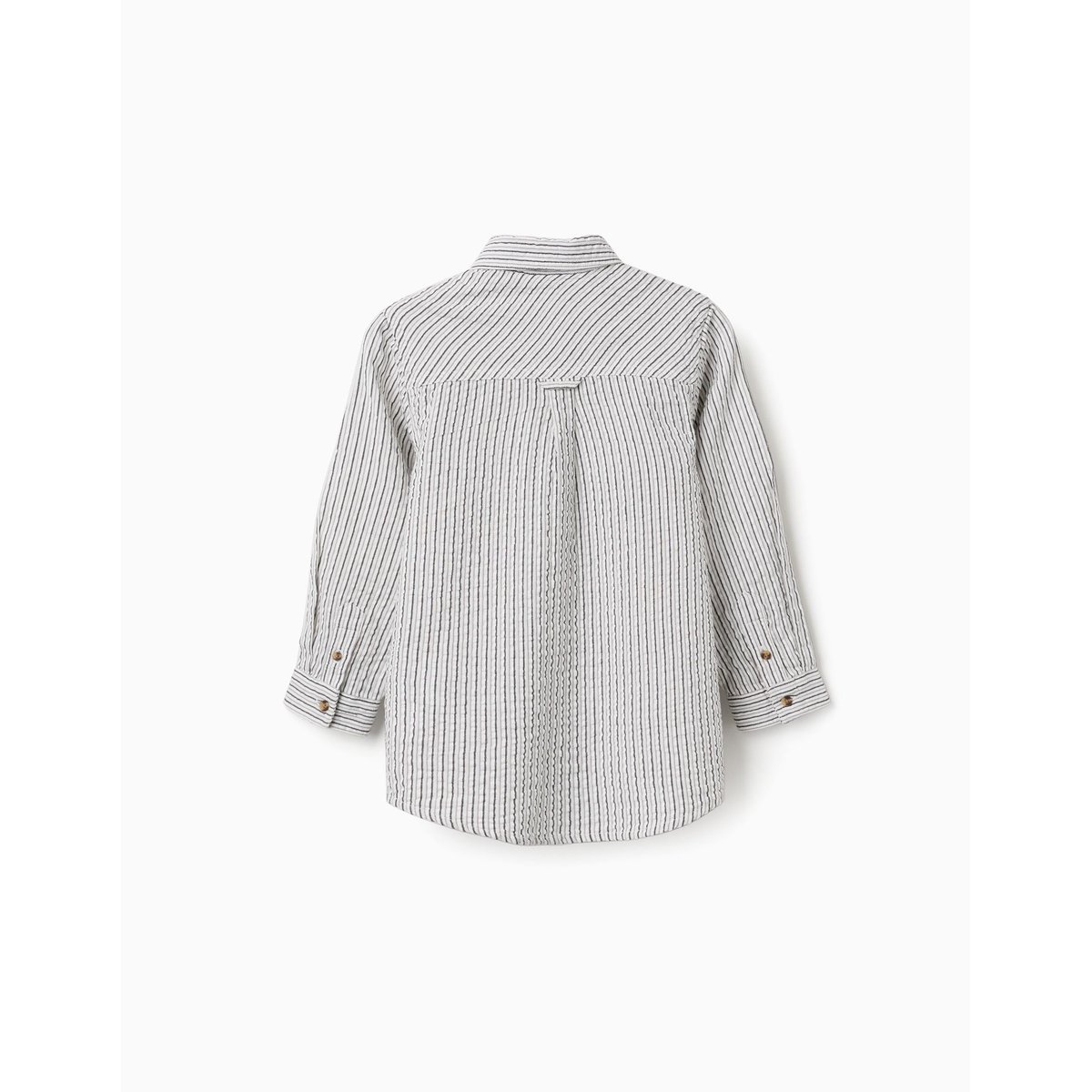 Chemise en coton à manches longues et rayures B&S blanc, ZIPPY