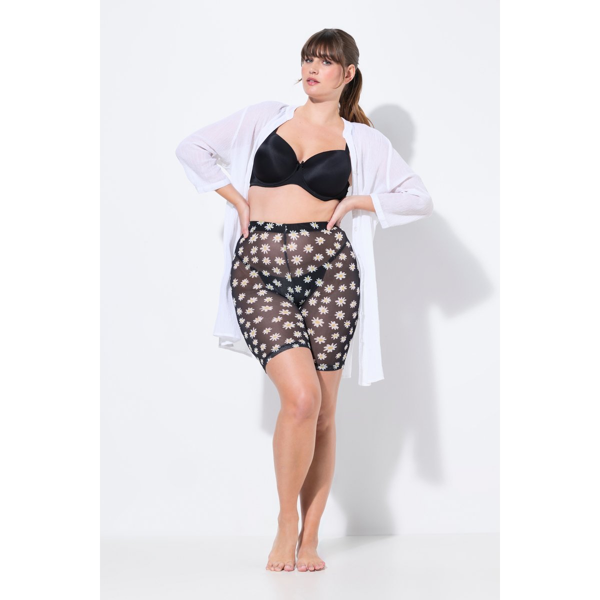 Cycliste en mesh motif à fleurs noir, ULLA POPKEN