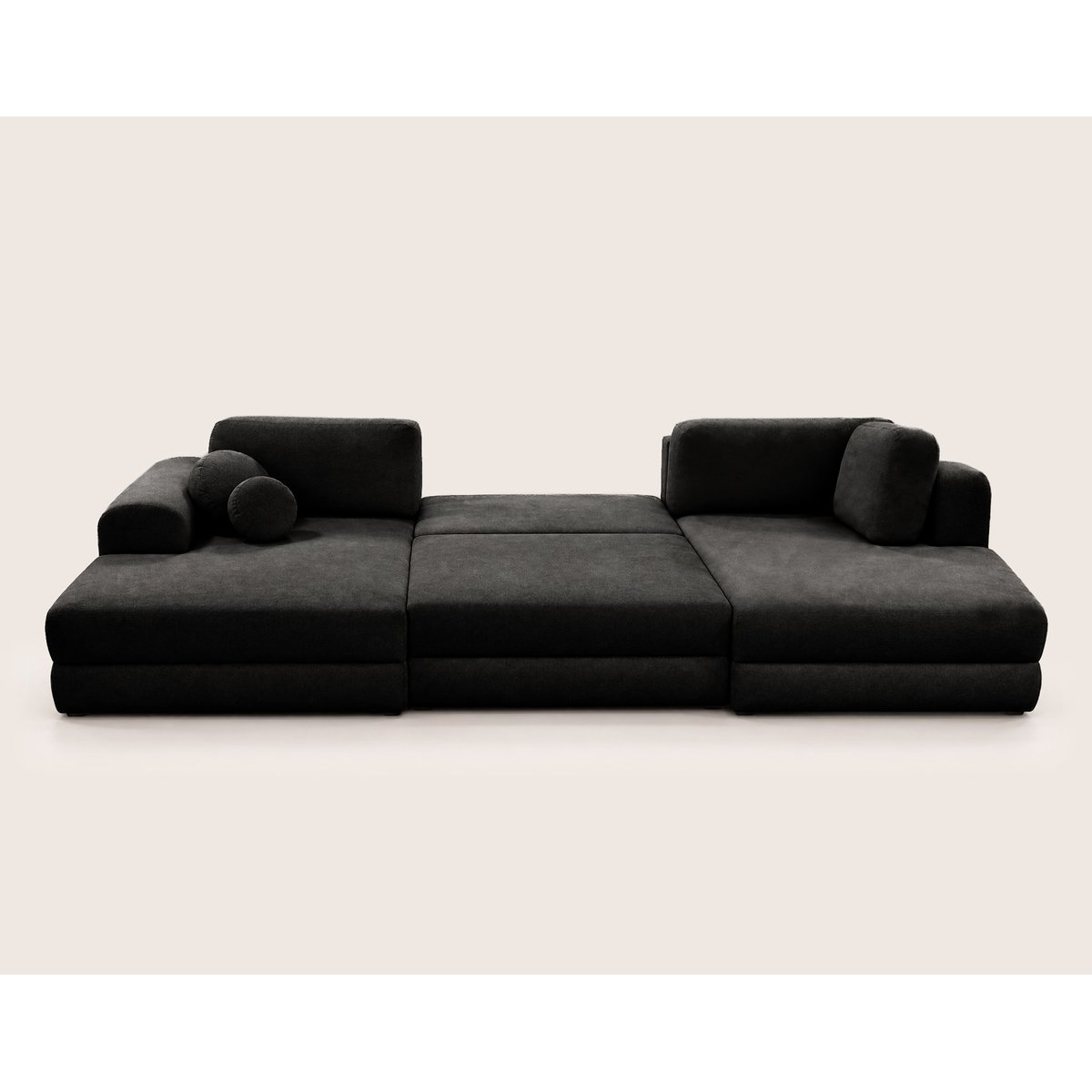 Canapé panoramique en U 7 places convertible avec, APRIL noir, BEST MOBILIER