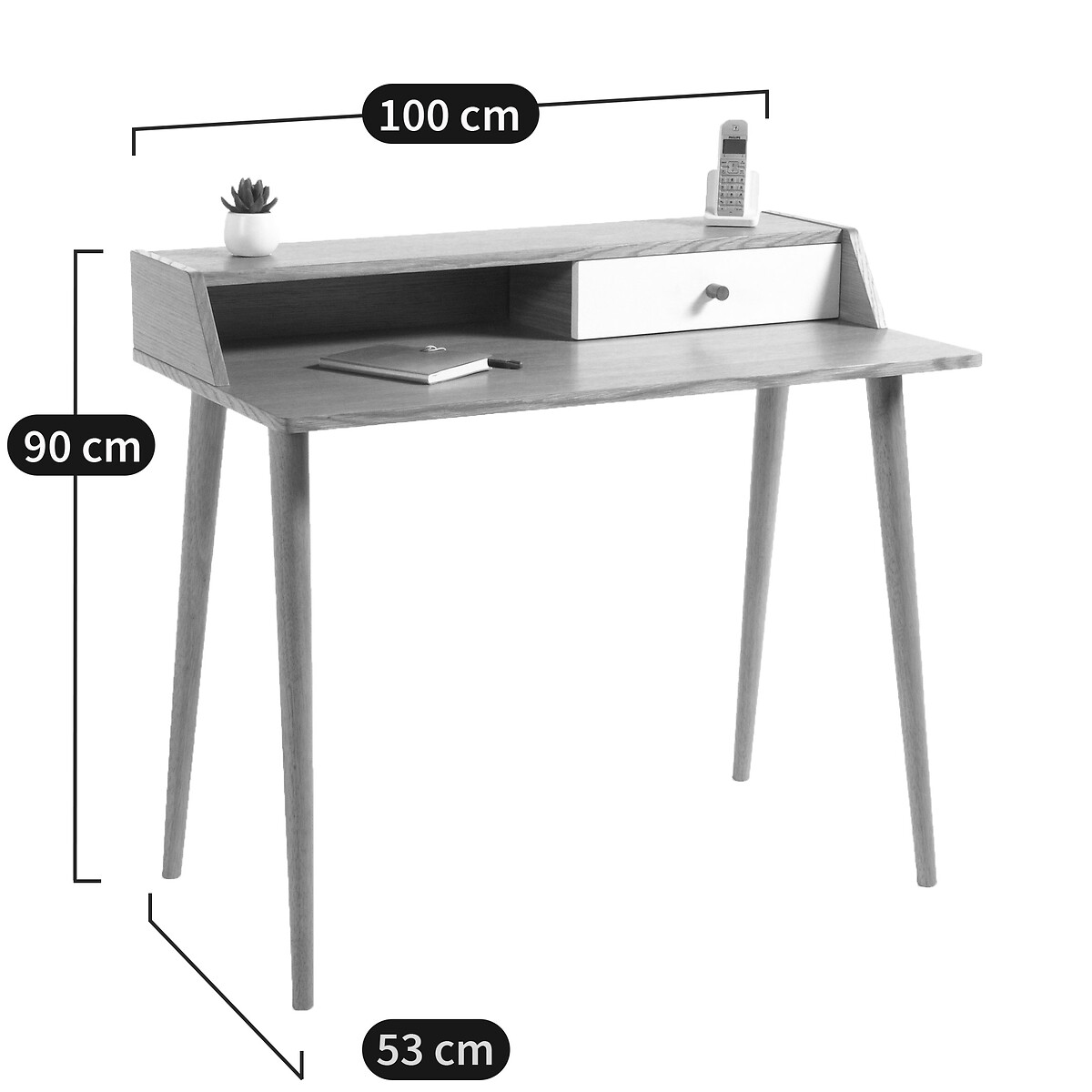 Beistelltisch Clairoy, 1 Schublade eiche, LA REDOUTE INTERIEURS