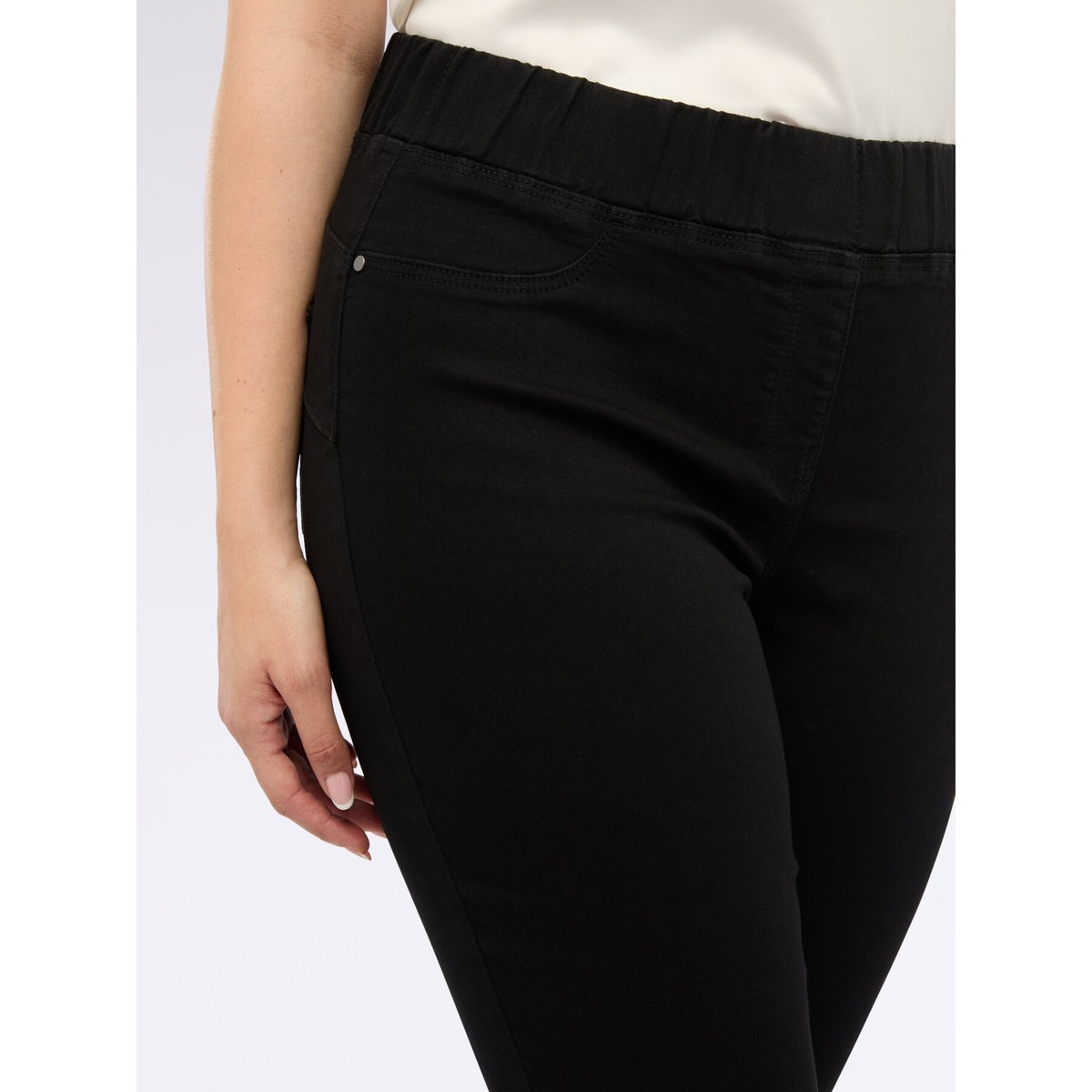 Jeggings tout noir avec taille élastiquée noir, FIORELLA RUBINO