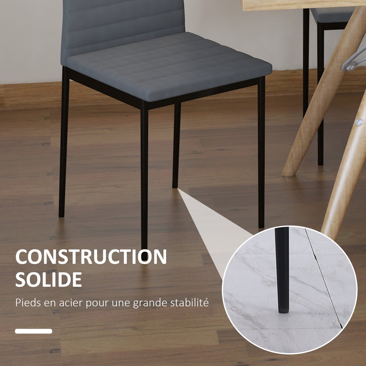 Chaise de salle à manger Lin (100% polyester) gris, HOMCOM