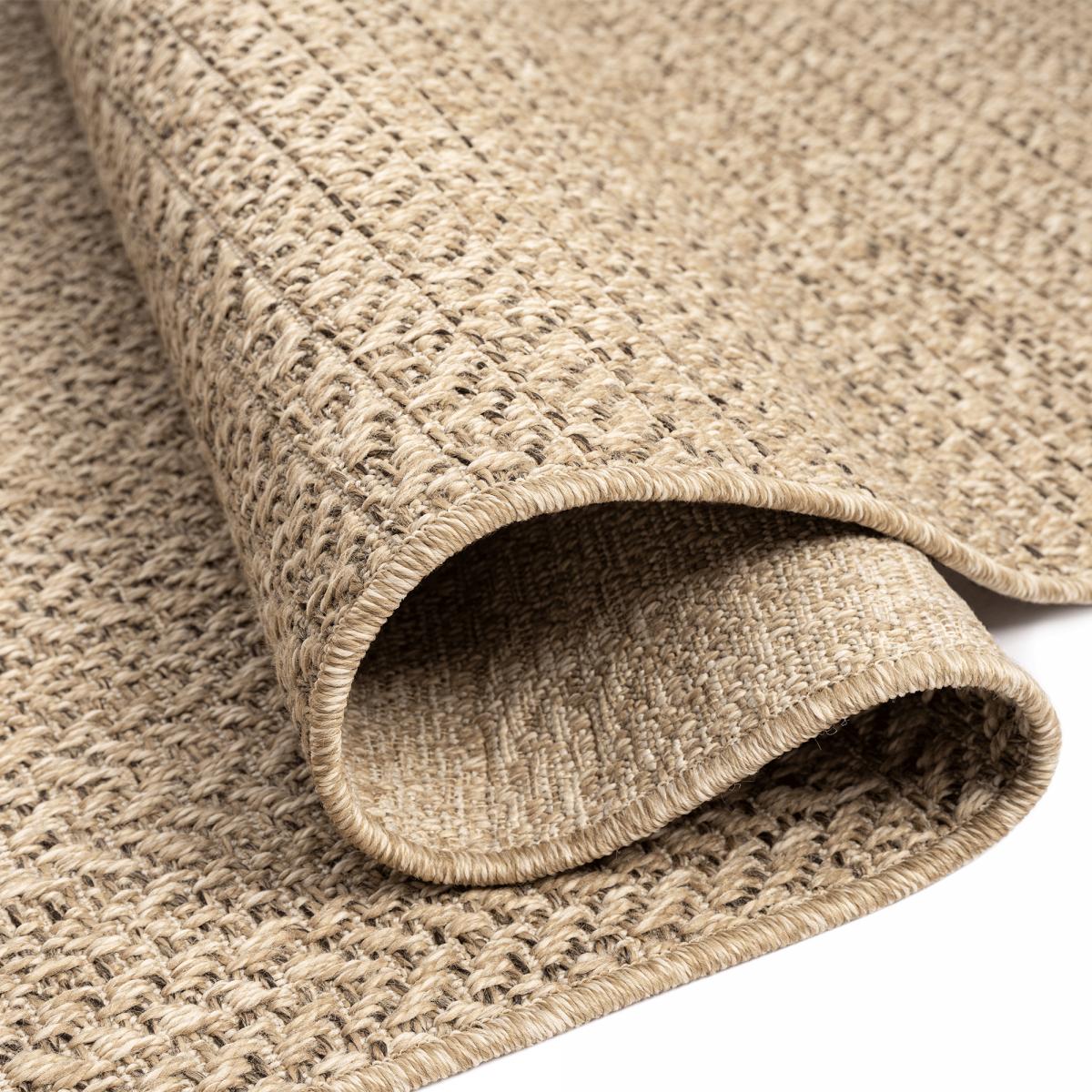 Tapis extérieur intérieur LYN13 REZA aspect jute motif arc-en-ciel ton sur ton beige, UN AMOUR DE TAPIS