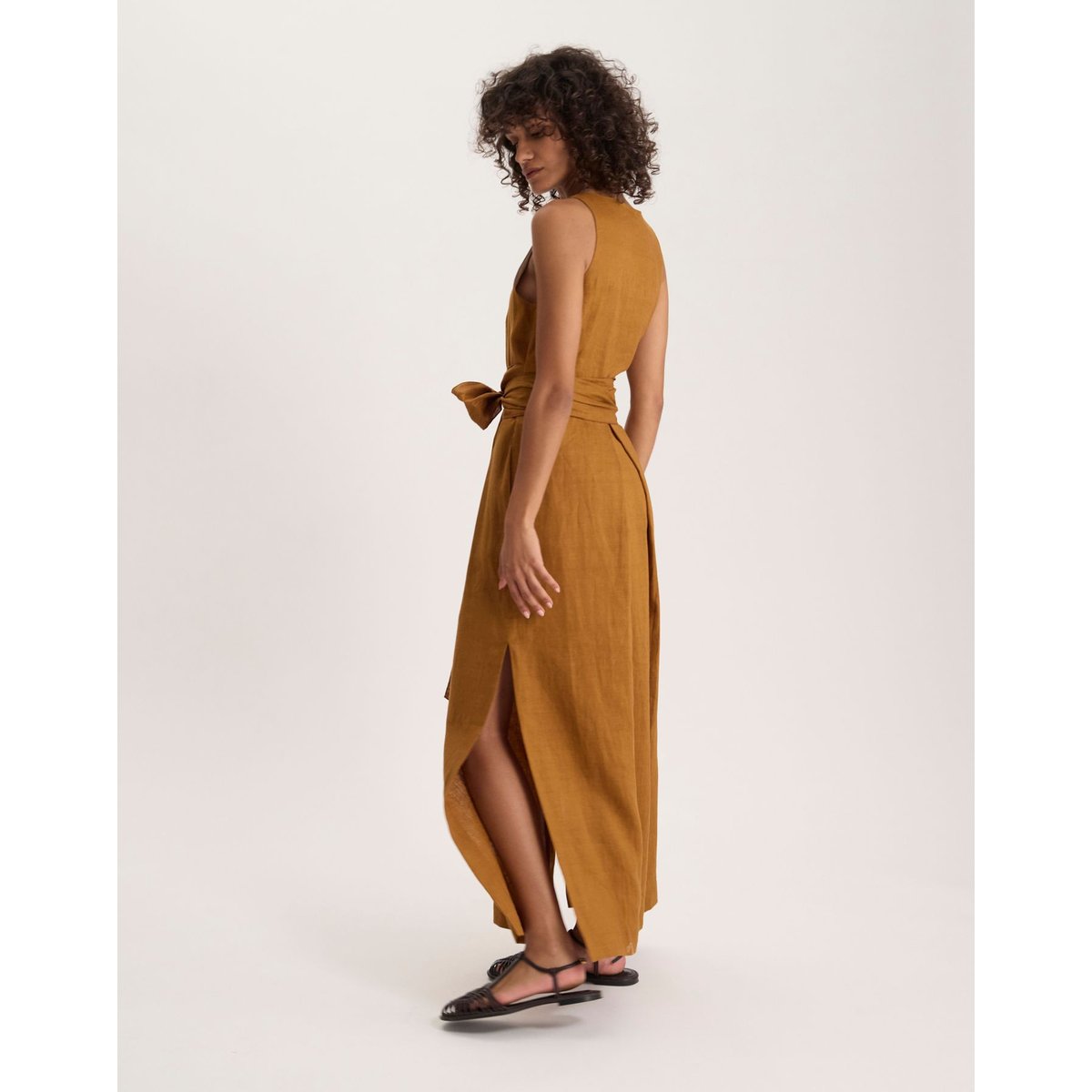 Robe Ambre en lin marron, INES DE LA FRESSANGE PARIS