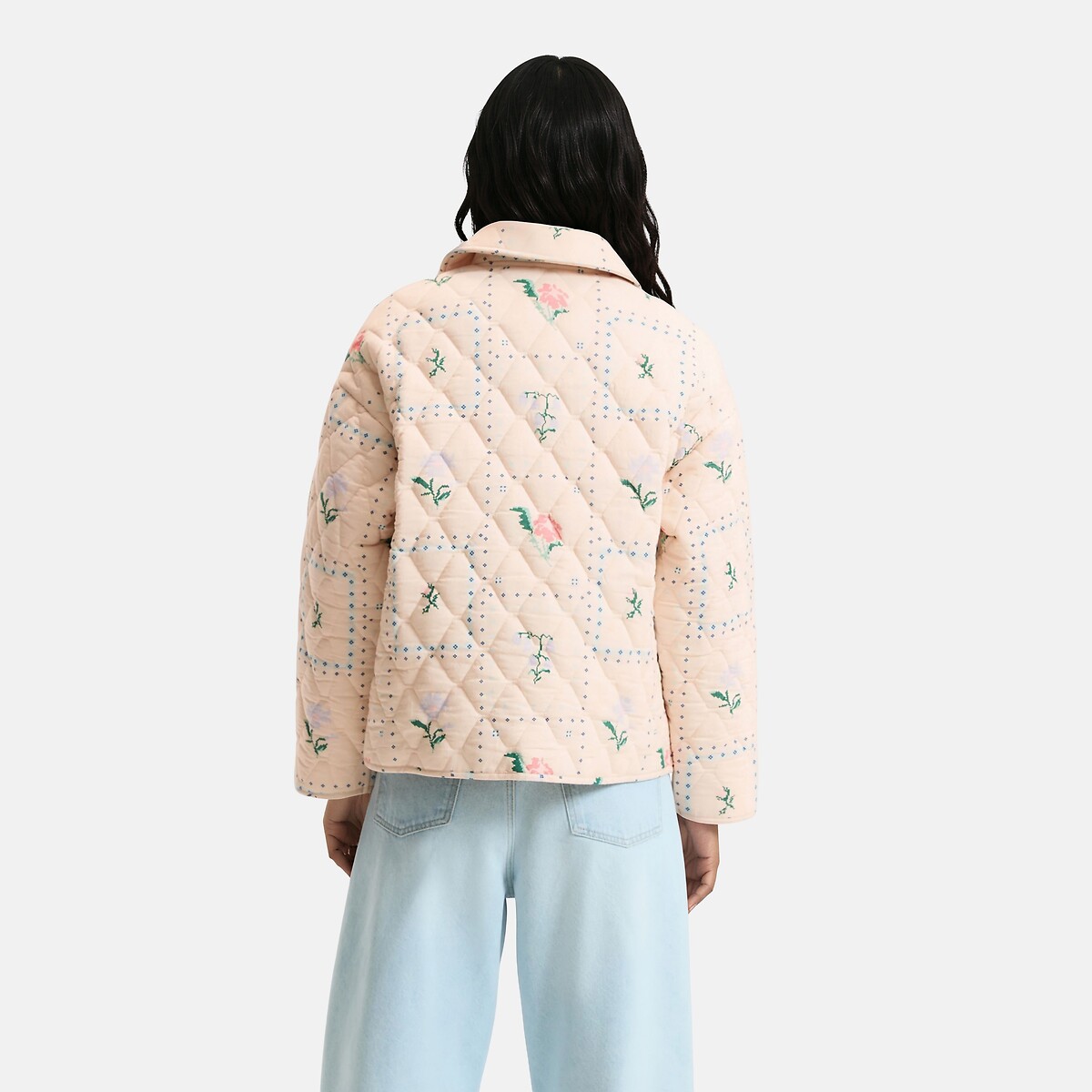 Veste matelassée imprimé floral imprimé fleurs fond écru, LA REDOUTE COLLECTIONS