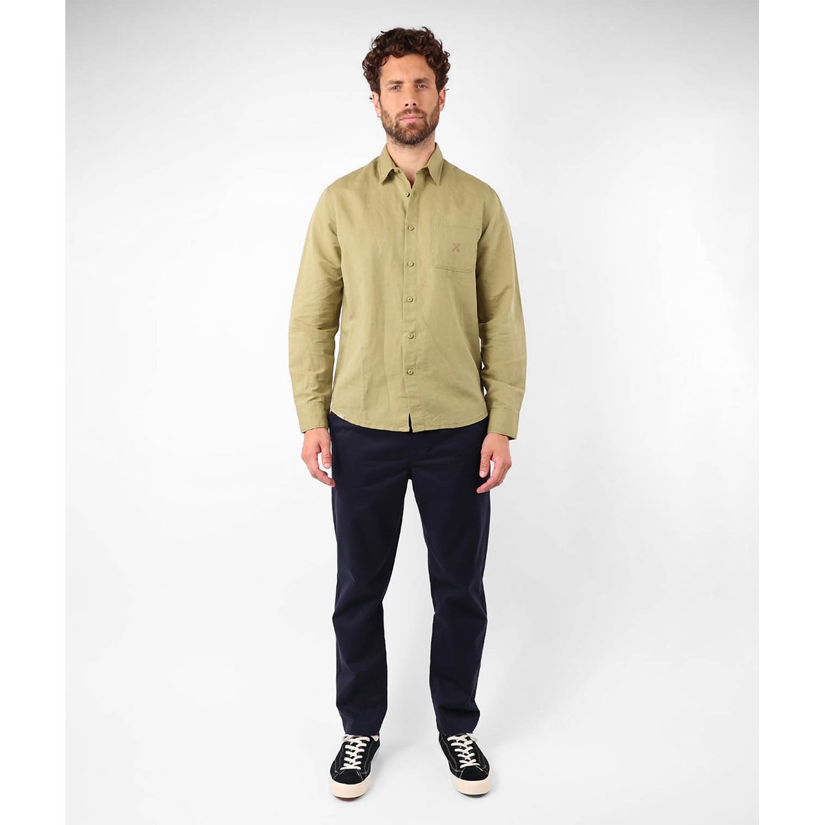 Chemise manches longues lin BAROUDEUR olive, OXBOW