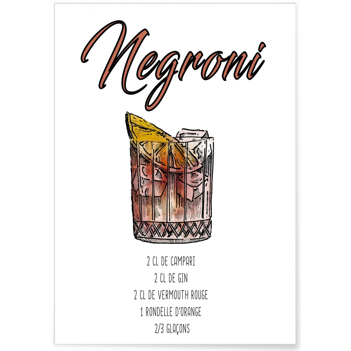 Affiche Cocktail Negroni blanc, L'AFFICHERIE