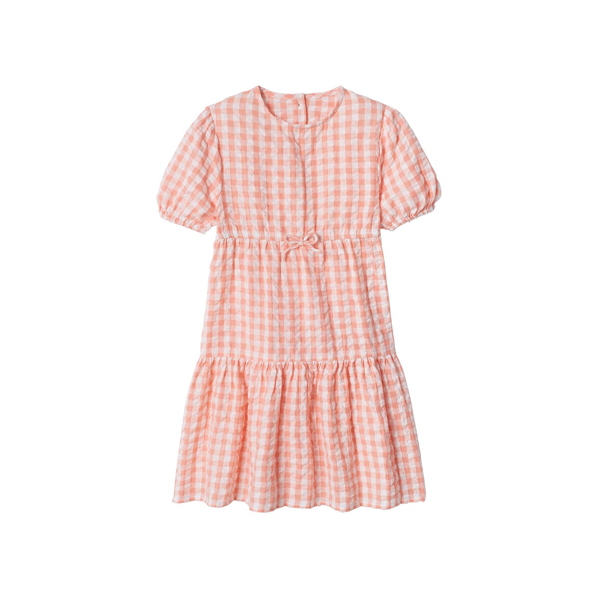 Robe à volant manches 3/4 corail, VERTBAUDET