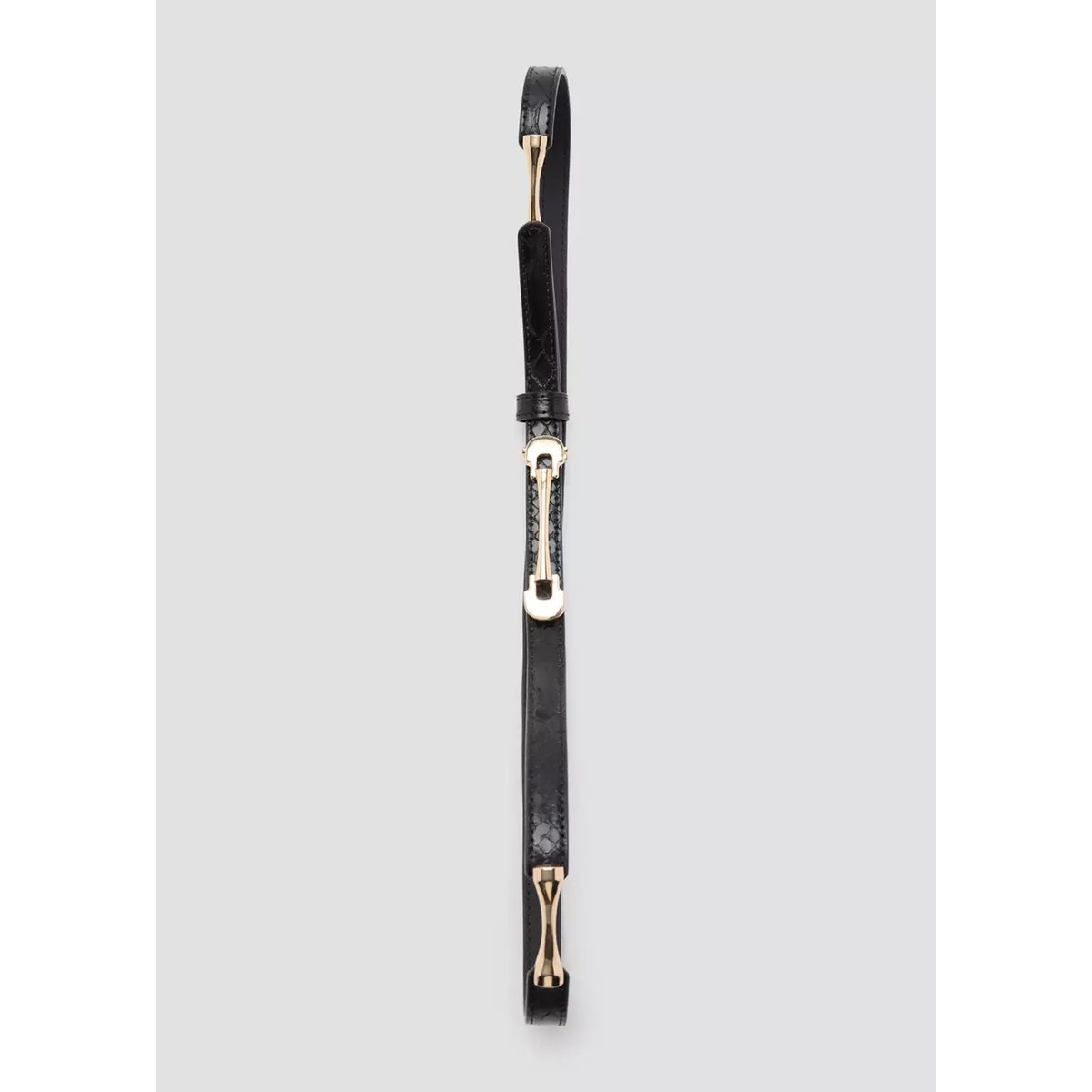 Ceinture fine boucle métallique noir, MANGO