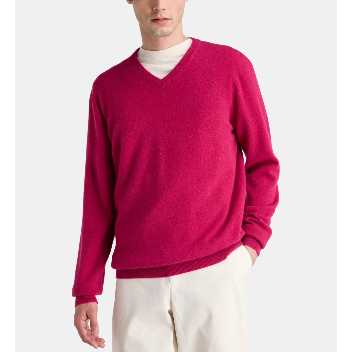 Pull droit nachve cachemire rose fuchsia, GALERIES LAFAYETTE