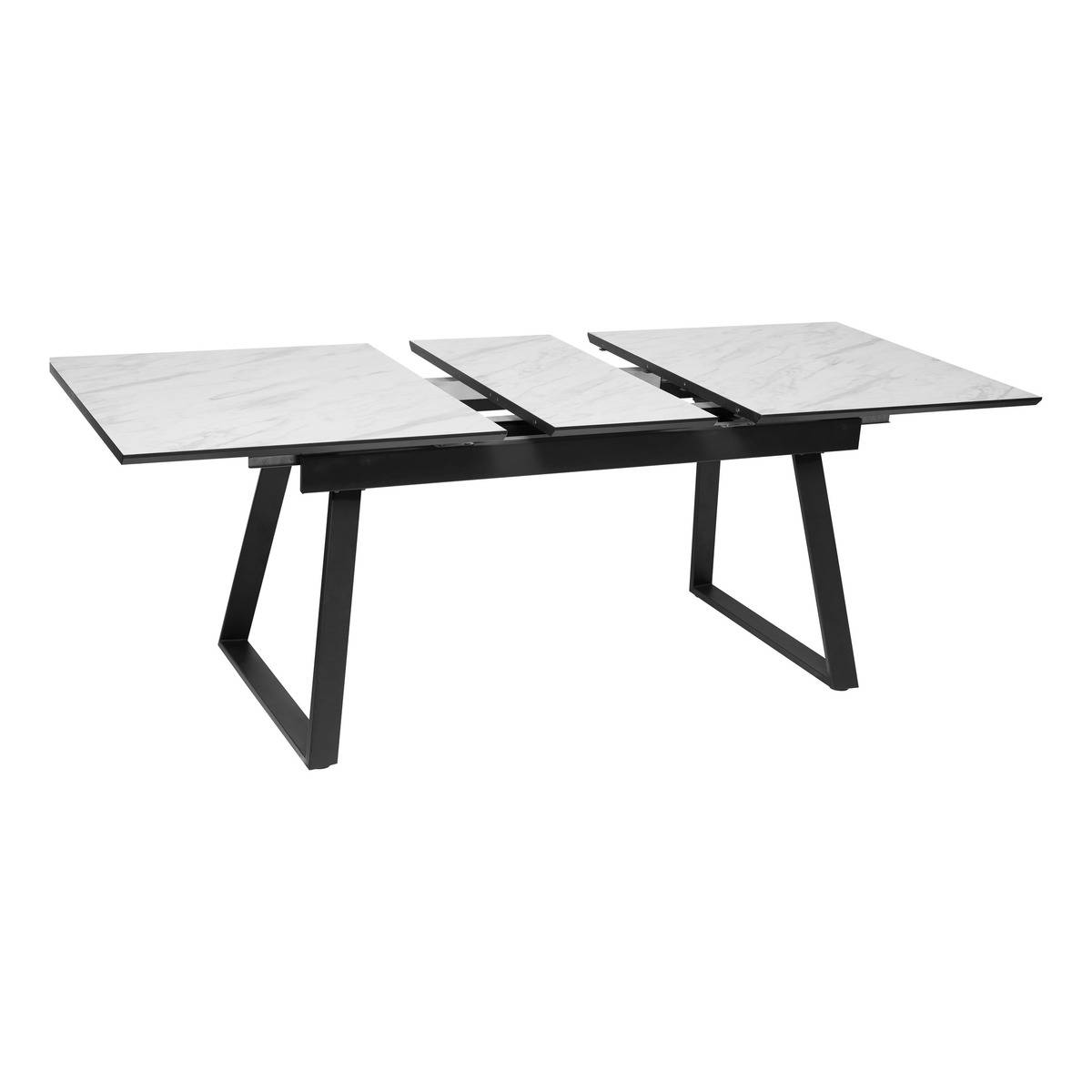 Table à manger 4 places extensible plateau effet marbre CAMBURI blanc, ATMOSPHERA