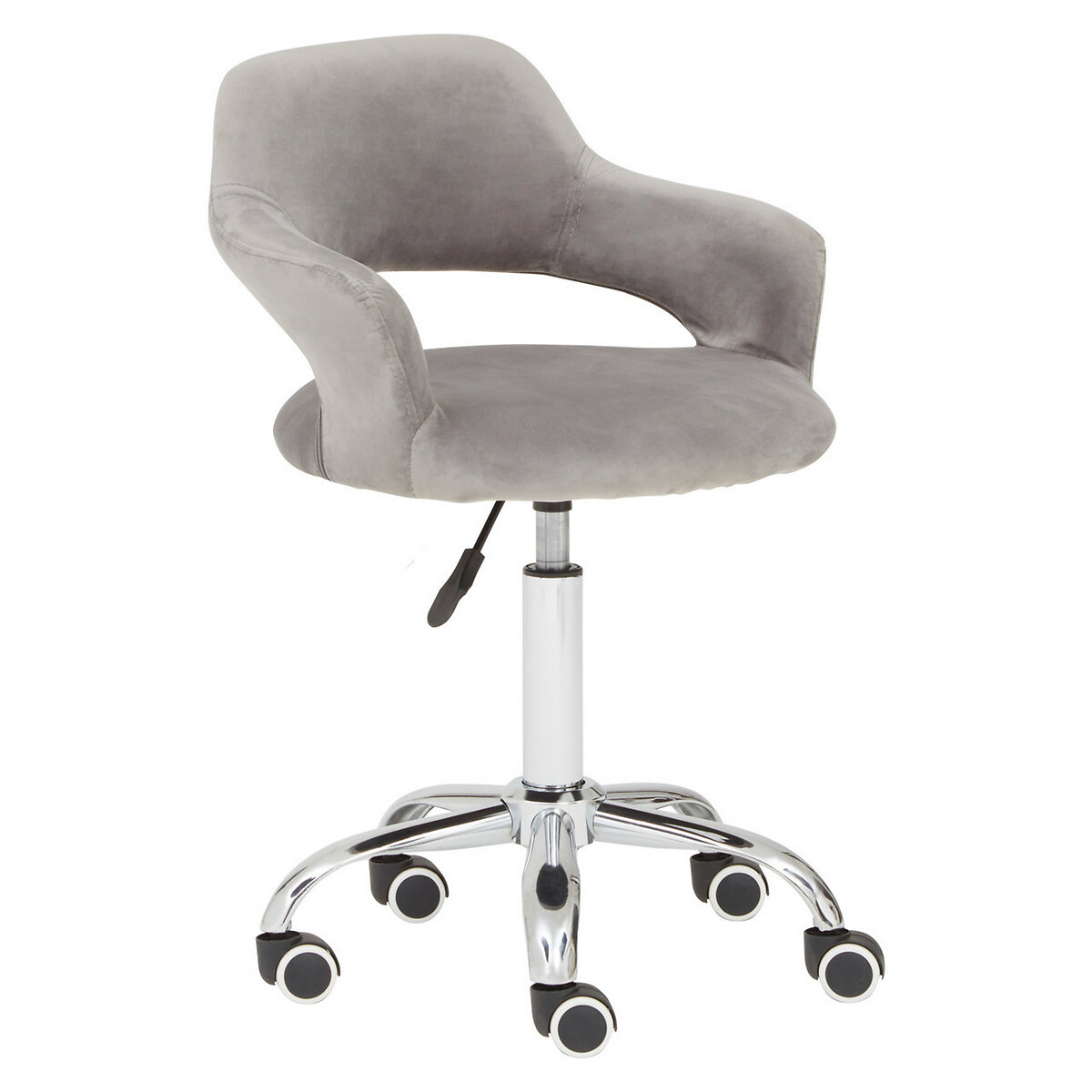 Soft Grey Velvet Office Chair with Chrome Base grey, SO'HOME