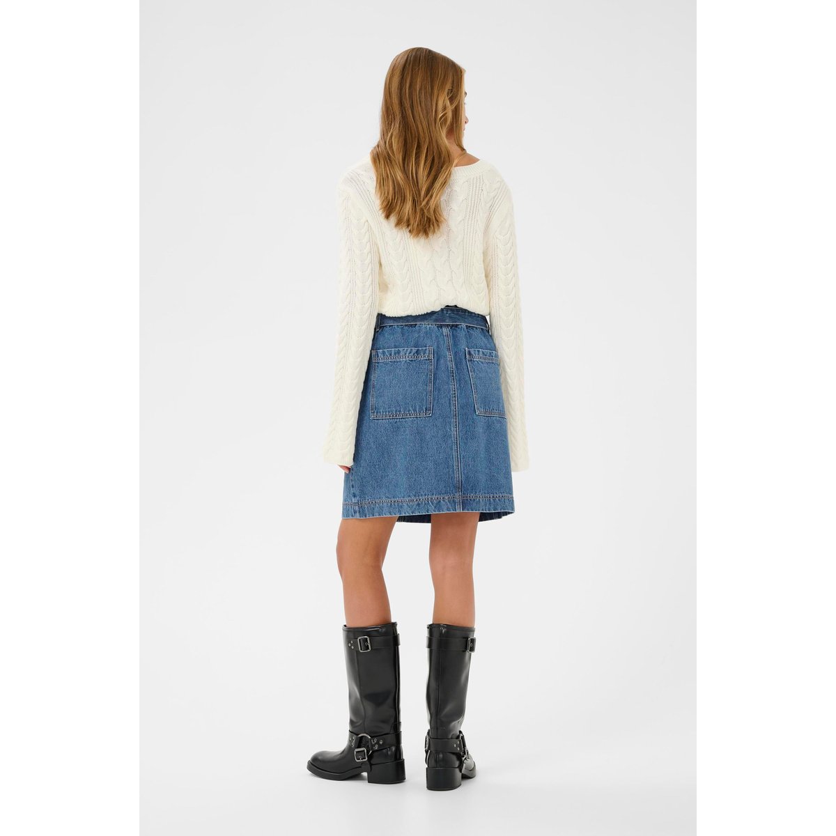 Jupe en jean bleu blue denim, KAFFE