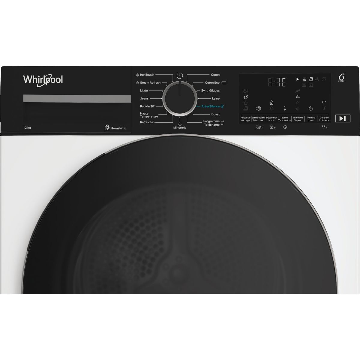 Sèche linge pompe à chaleur CWD122MWBSFR couleur unique, WHIRLPOOL