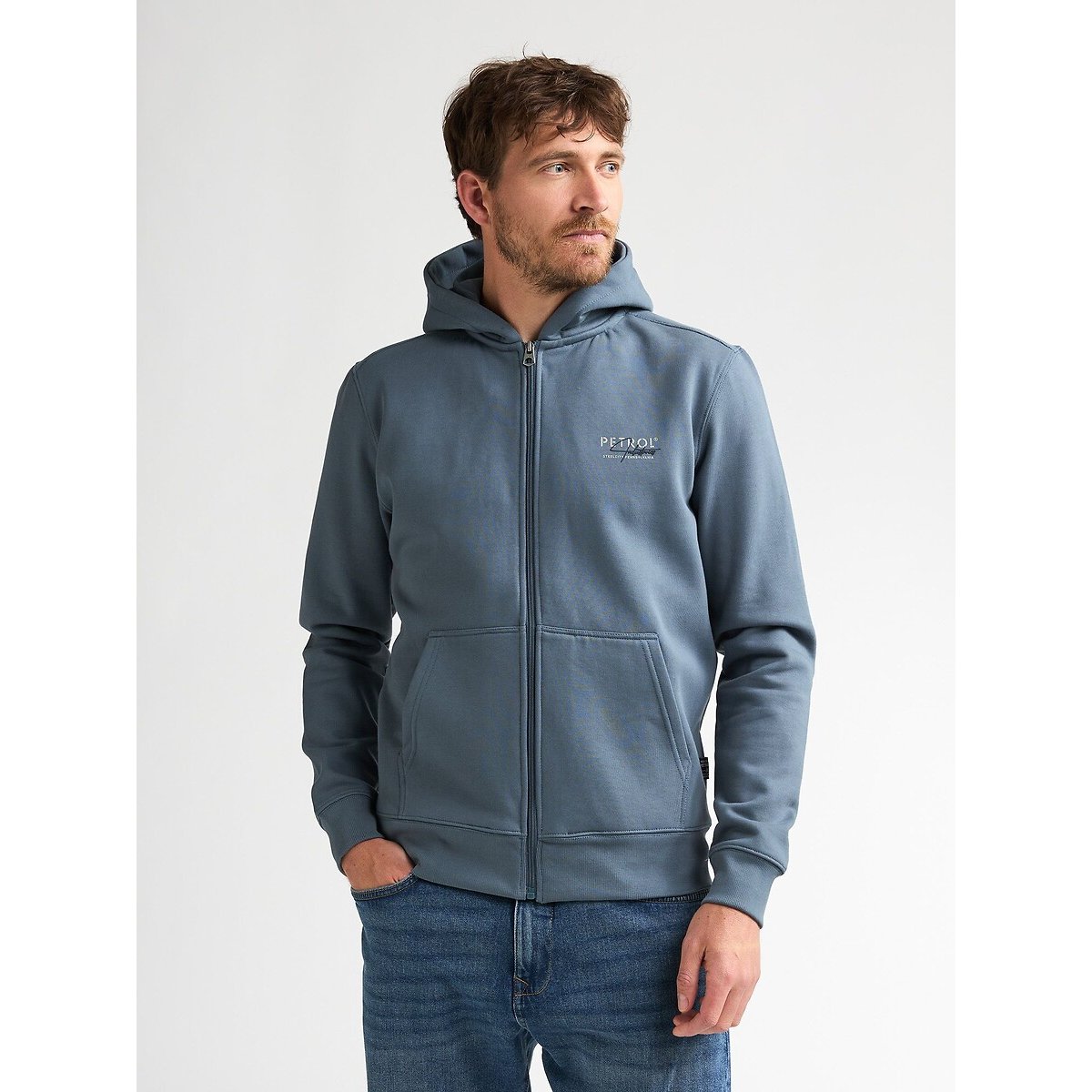 Sweat zippé à capuche bleu orage, PETROL INDUSTRIES
