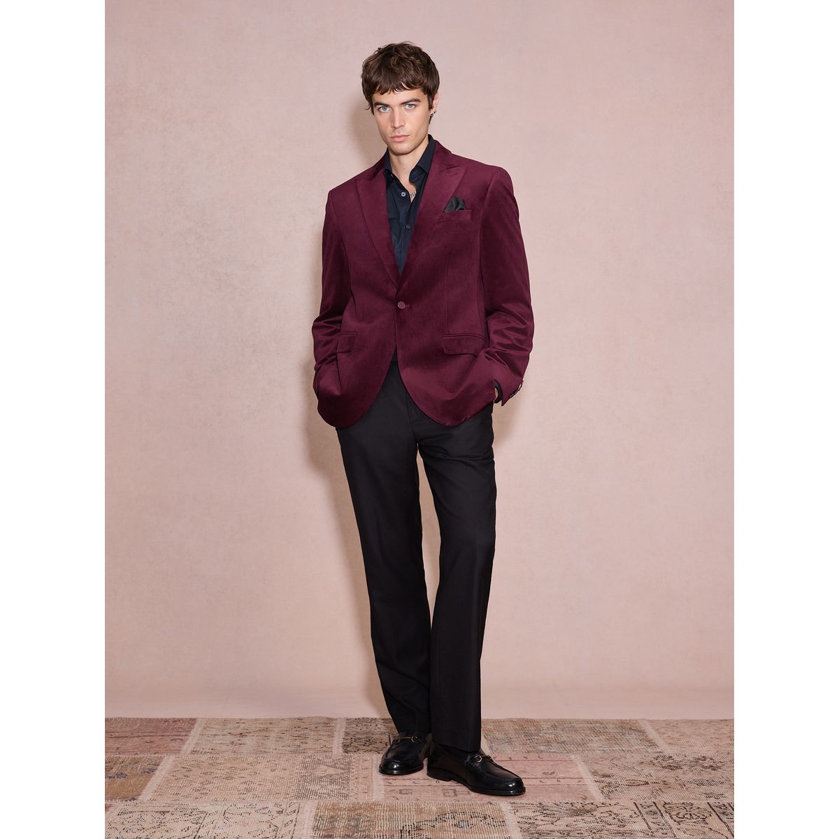 Blazer en velours rouge bordeaux, NEXT