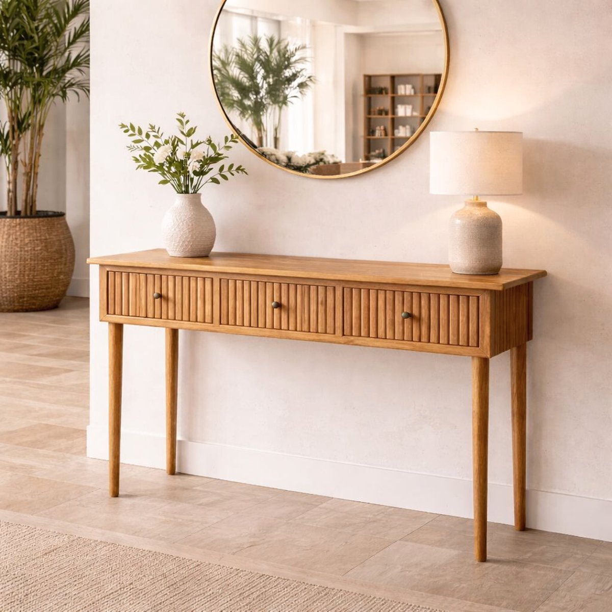 Console en bois de teck PIERRINE beige, HYDILE