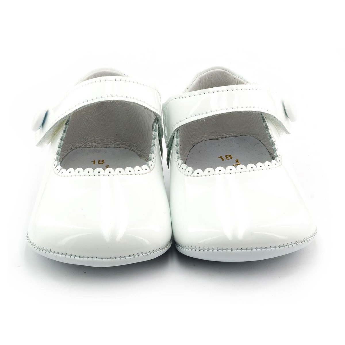 Boni Thérèse - Chaussons bébé en cuir vernis blanche, BONI&SIDONIE