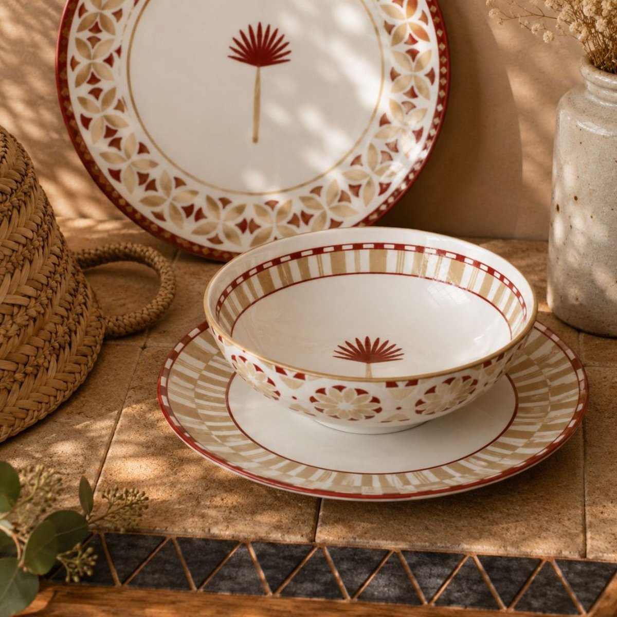 Lot de 6 assiettes creuses, SABELA beige, ARTIME