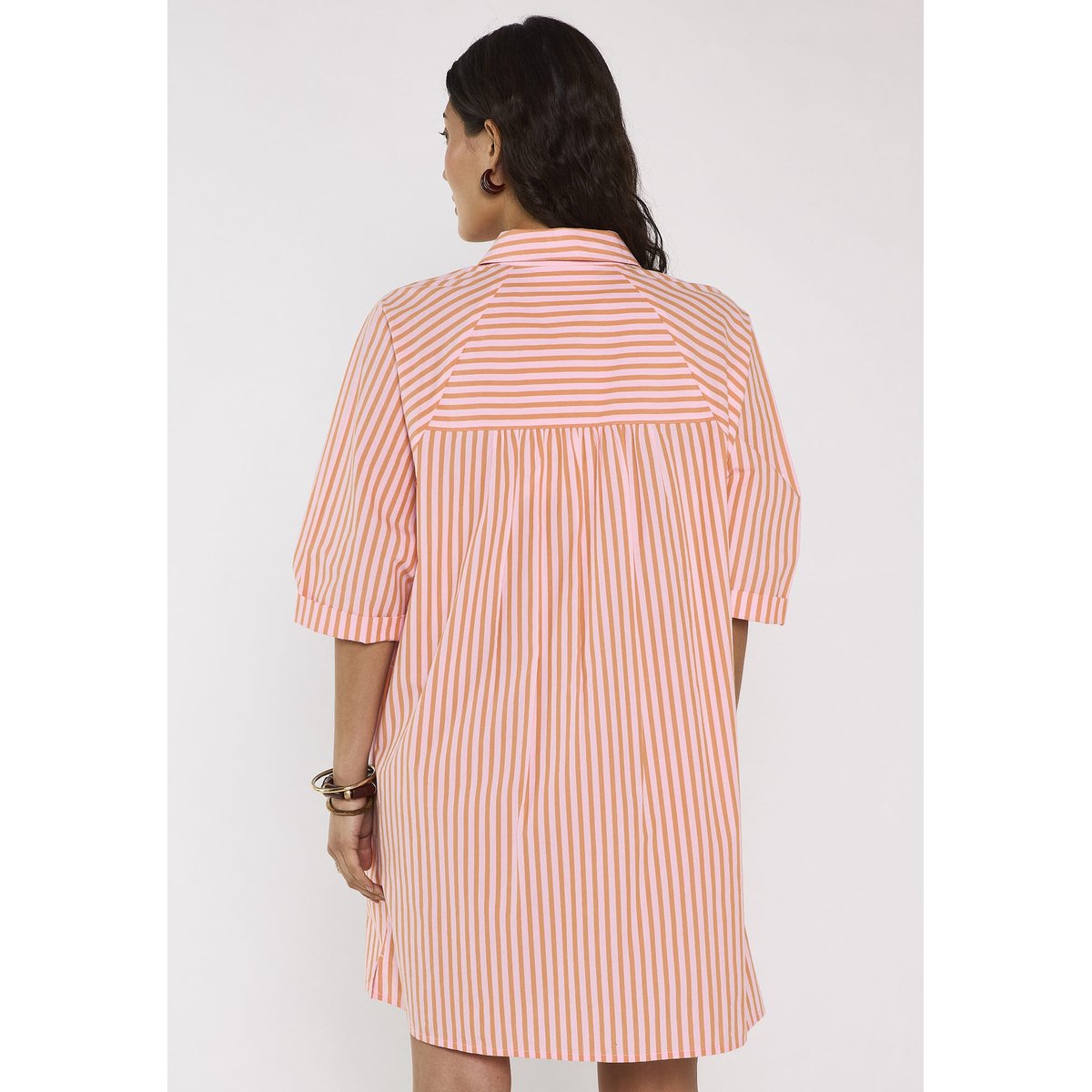 Robe chemise rayée en coton BEST corail, Maison 123