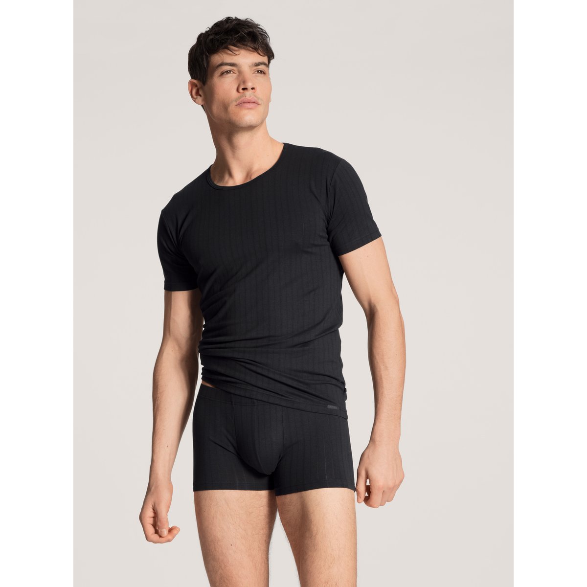 T-shirt manches courtes Coton PURE & STYLE noir, CALIDA
